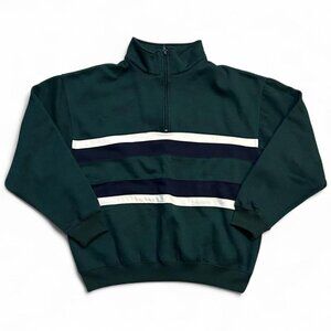Nucleus Quarter Zip Fleece Sweatshirt Sweater Y2K Green Colorblocked 90s Style